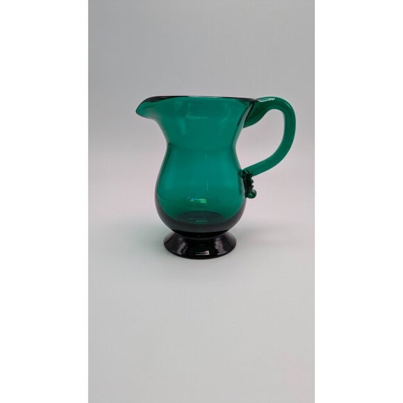 Metropolitan Museum Art Erickson Glass Saratoga Green Creamer Pitcher Vintage - Picture 1 of 9